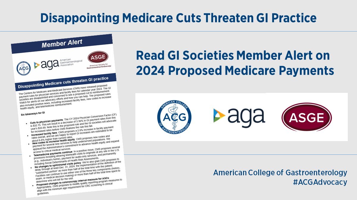 GI Societies Member Alert: 2024 Proposed Medicare Payments Graphic